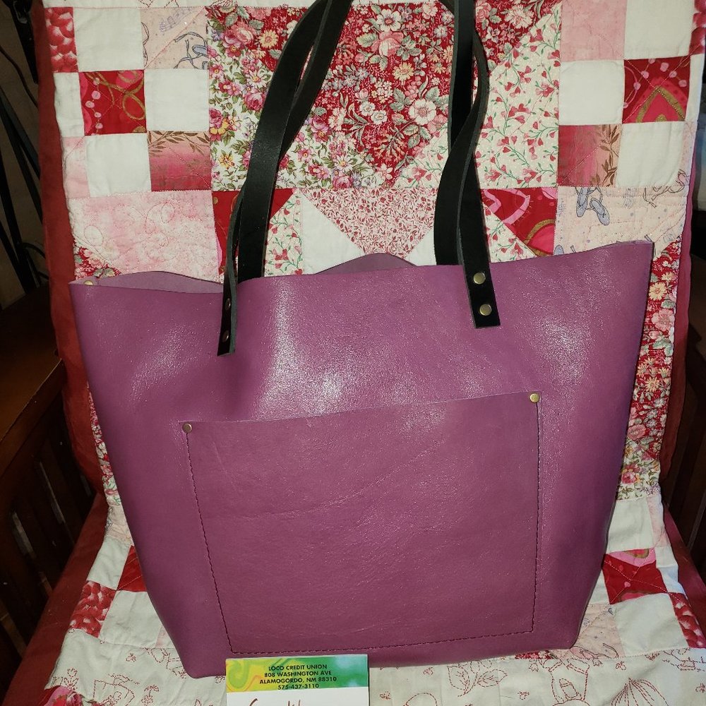 New Portland Leather Goods Large Classic Tote Mulberry - Rare Color